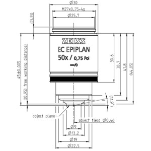 Objectif ZEISS Objektiv EC Epiplan 50x/0,75 Pol wd=1,0mm