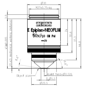 Objectif ZEISS Objektiv EC Epiplan-Neofluar 50x/1,0 Oil Pol wd=0,40mm