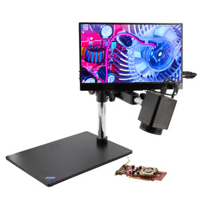 Microscope Optika IS-4K2, zoom optique 1x-18x, autofocus, 8 MP, 4K Ultra HD, support en porte-à-faux, écran 15,6 pouces