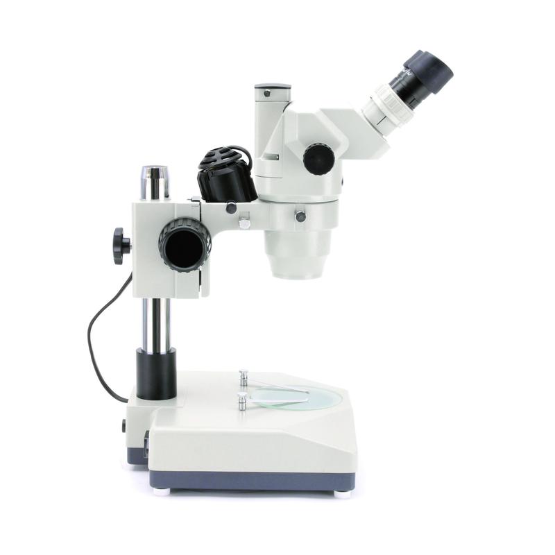 Optika Microscope stéréo zoom trinoculaire SZR-4, simple pied, 1 éclairage