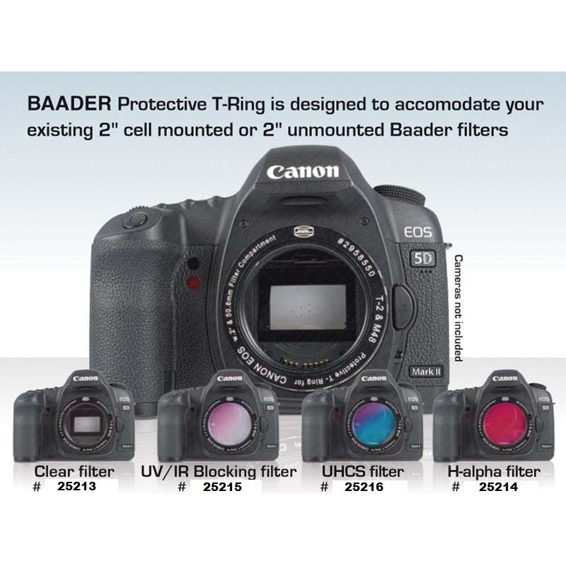 Adaptateur appareil-photo Baader Bague T Protective pour réflex numérique CANON, avec filtre verre clair de protection anti-poussière intégré, 50,4 x 3 mm