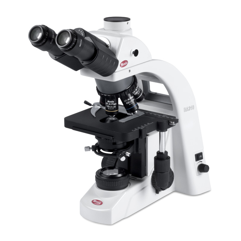 Microscope Motic BA-310 trino, caméra Moti-cam 3+, adaptateur de caméra 0,5x monture C