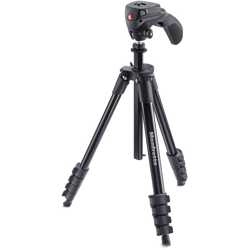 Trépied en aluminium Manfrotto Kit statif tripode photo/vidéo Compact Action, noir