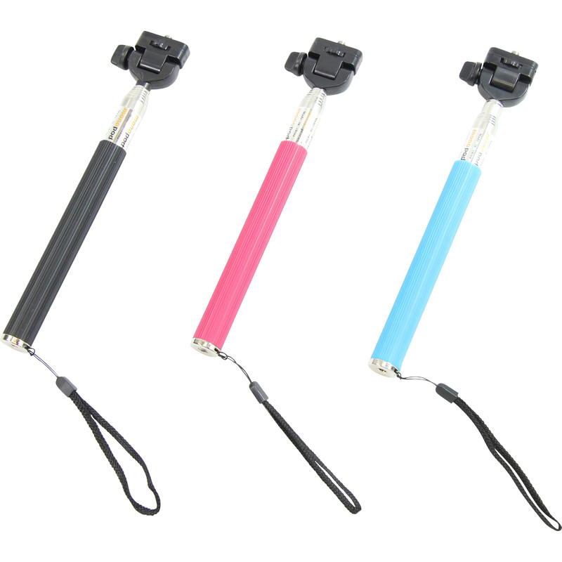 Monopied en aluminium Selfie-Stick für Smartphones und kompakte Fotokameras, pink