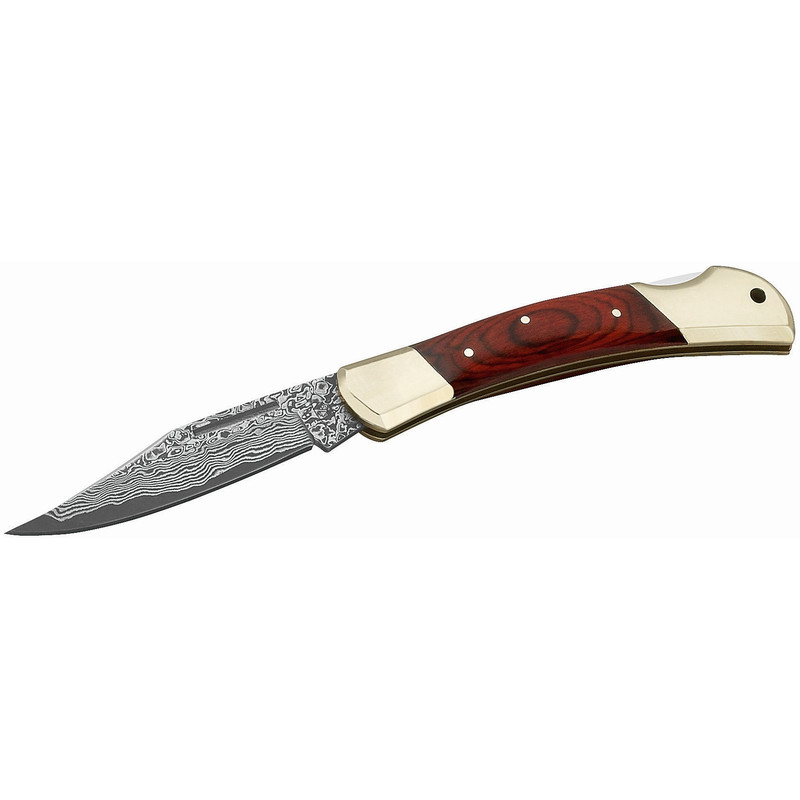 Couteaux Herbertz Couteau de poche, lame damassée , manche en pakka, N° 265711