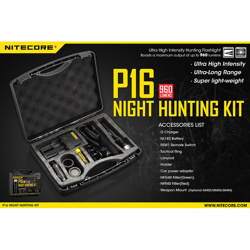 Nitecore Lampe de poche P16 Hunting Kit