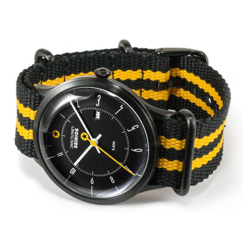 Horloge DayeTurner Montre homme analogique SEIRIOS noire - nylon noir/jaune