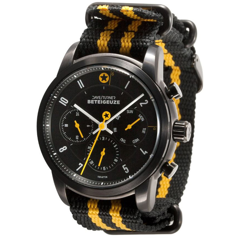 Horloge DayeTurner Montre homme analogique BETEIGEUZE argent - nylon noir/jaune