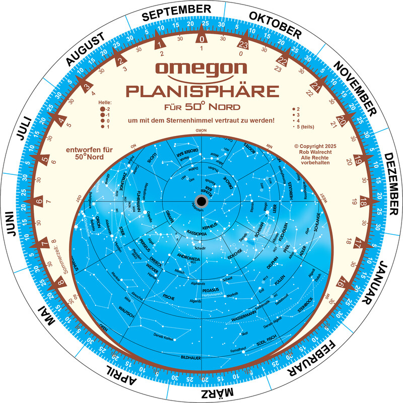 Carte du ciel Omegon Sternkarte 17,5cm / 50°