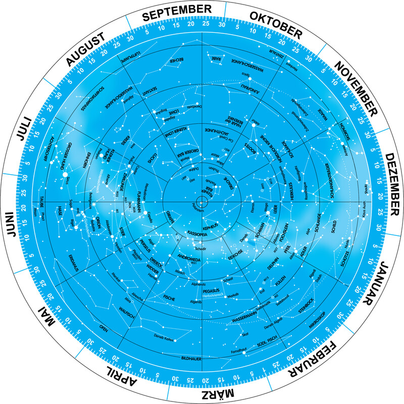Carte du ciel Omegon Sternkarte 17,5cm / 50°