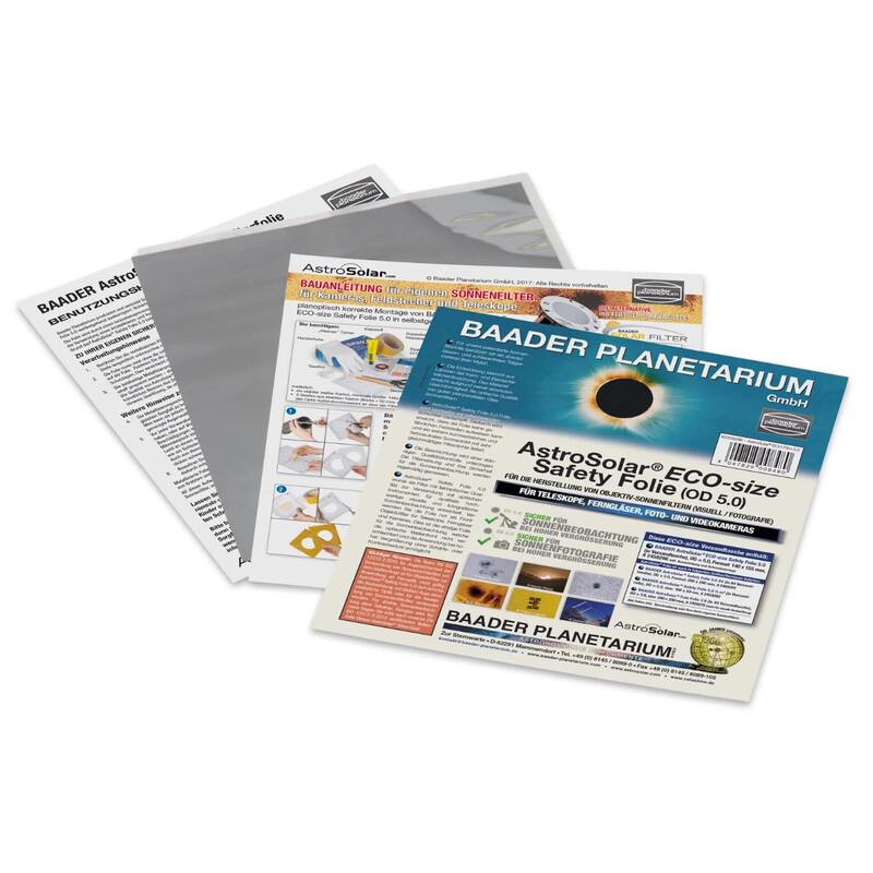 Feuille filtrante Baader Filterfolie AstroSolar® ECO-size Safety Folie OD 5.0, 140x155 mm