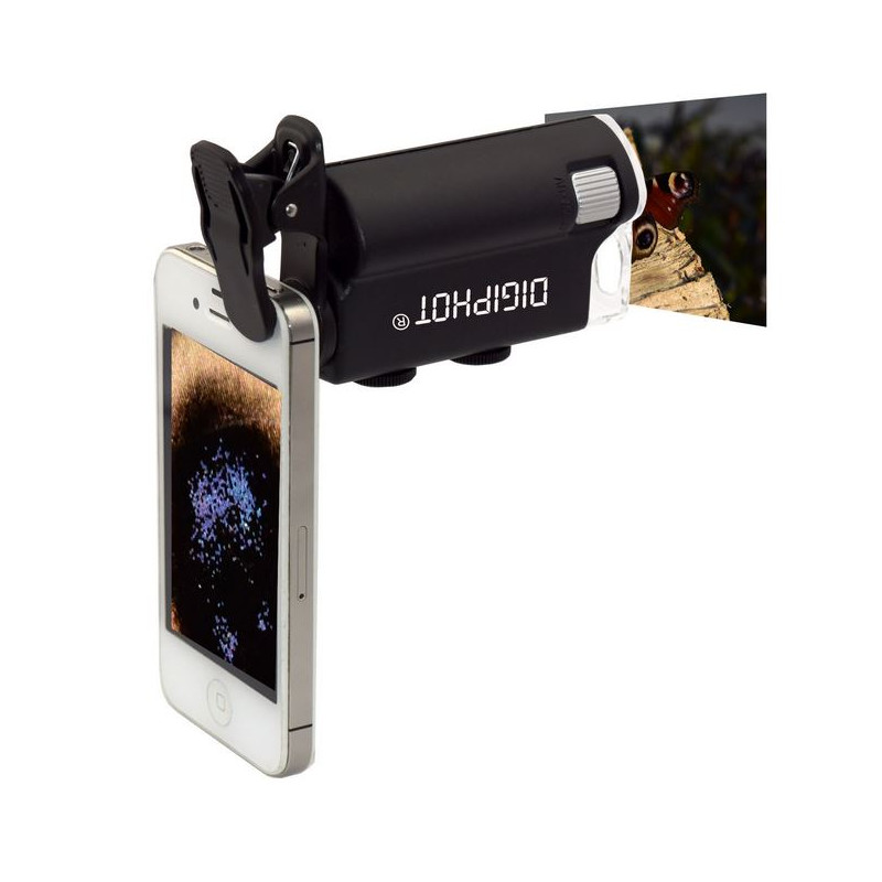Microscope DIGIPHOT Télescope de poche PM-6001, Smartphone-Clip, 60x-100x