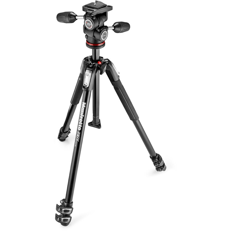 Trépied en aluminium Manfrotto MK190X3-3W1 avec inclinaison à 3 voies