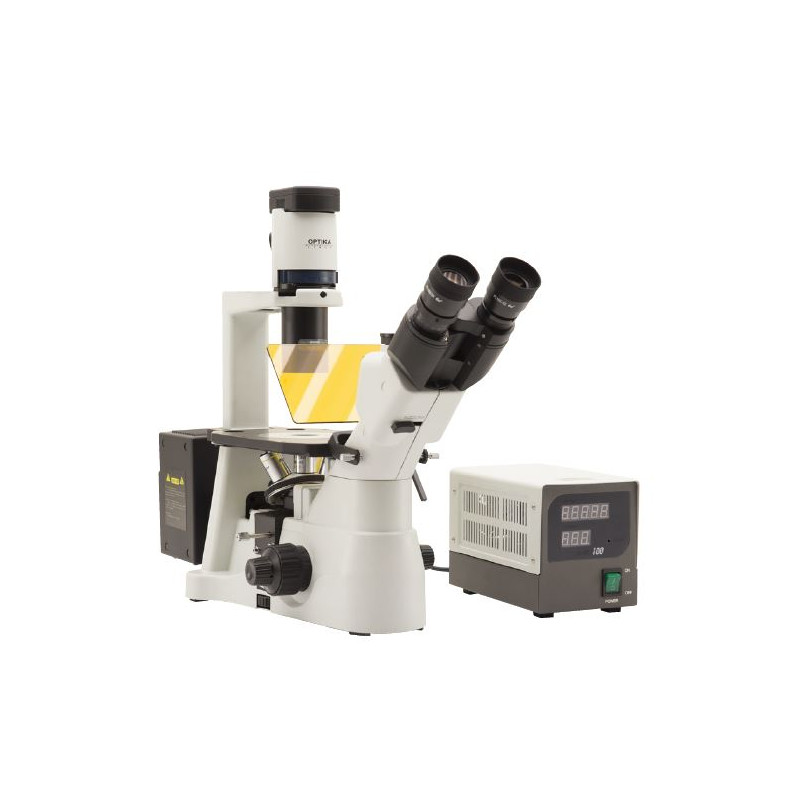 Microscope inversé Optika Mikroskop IM-3FL4-USIV, trino, invers, FL-HBO, B&G Filter, IOS LWD U-PLAN F, 100x-400x, US, IVD
