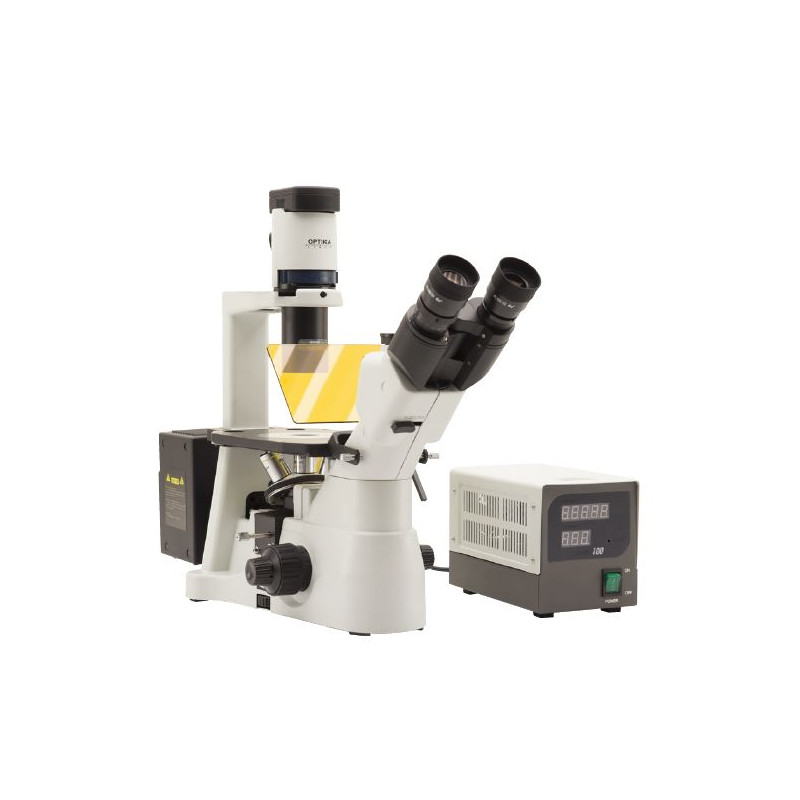 Optika Microscope IM-3FL4-EUIV, trino, invers, FL-HBO, Filtre B&G, IOS LWD U-PLAN F, 100x-400x, EU, IVD