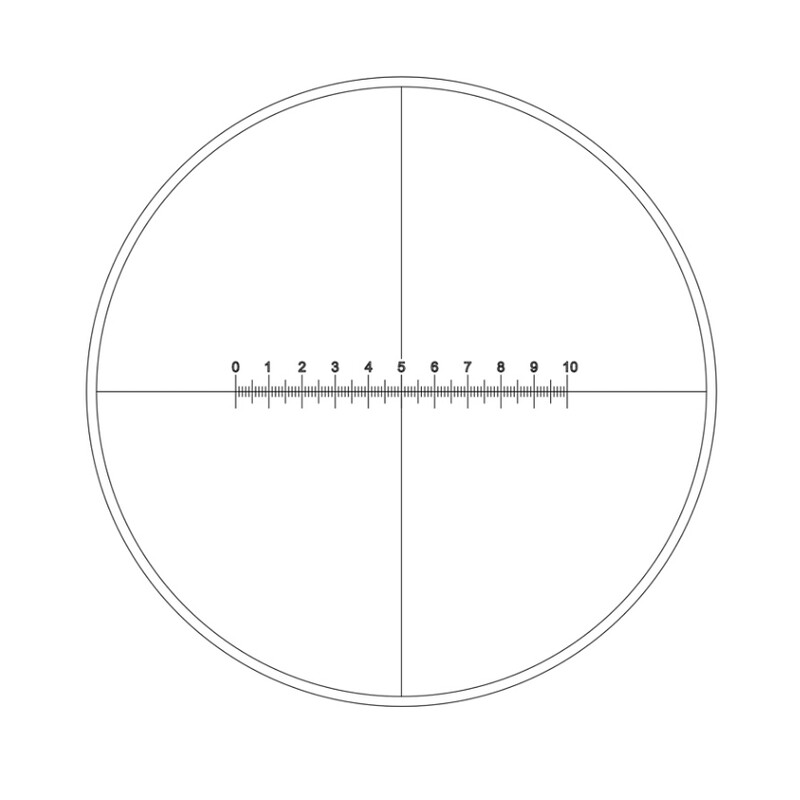Plaque micrométrique Motic Réticule avec échelle (10 mm en 100 parties) et réticule (Ø 19 mm)
