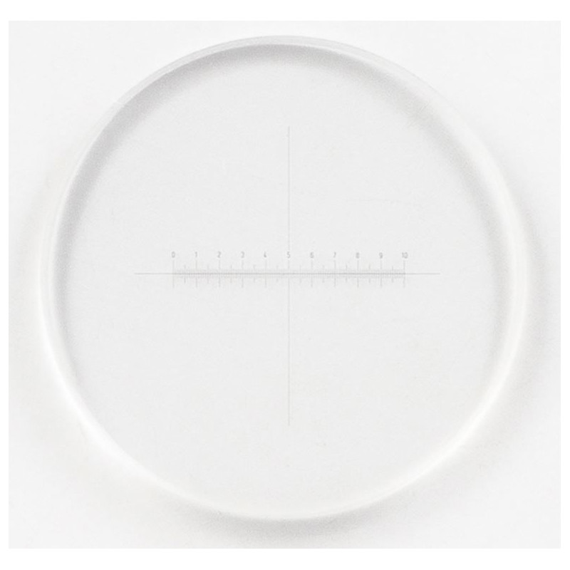 Plaque micrométrique Motic Grille 100/10 mm, réticule en croix, Ø21 mm (RedLine200)