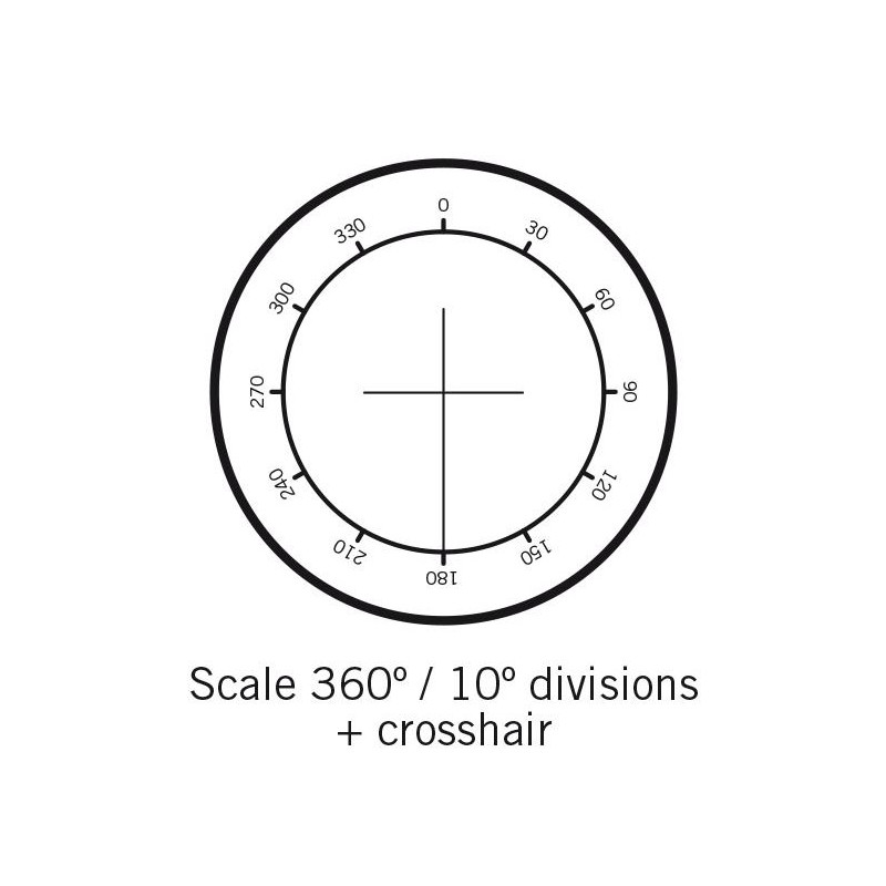 Plaque micrométrique Motic Réticule rapporteur de 360°, gradation 30° et avec croix, (Ø25 mm)