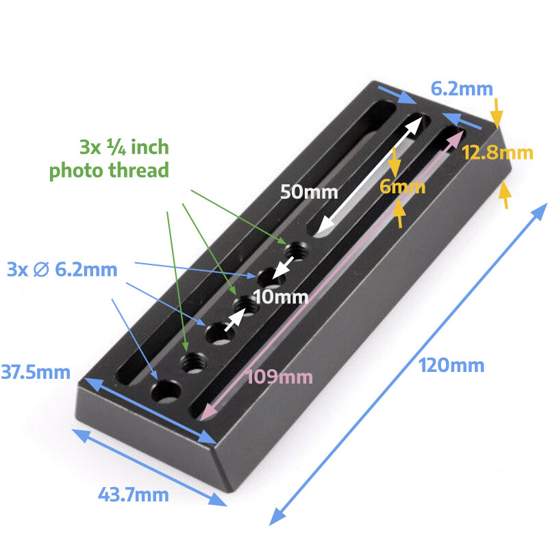 ASToptics Queue d'aronde universelle V style photo, 120 mm