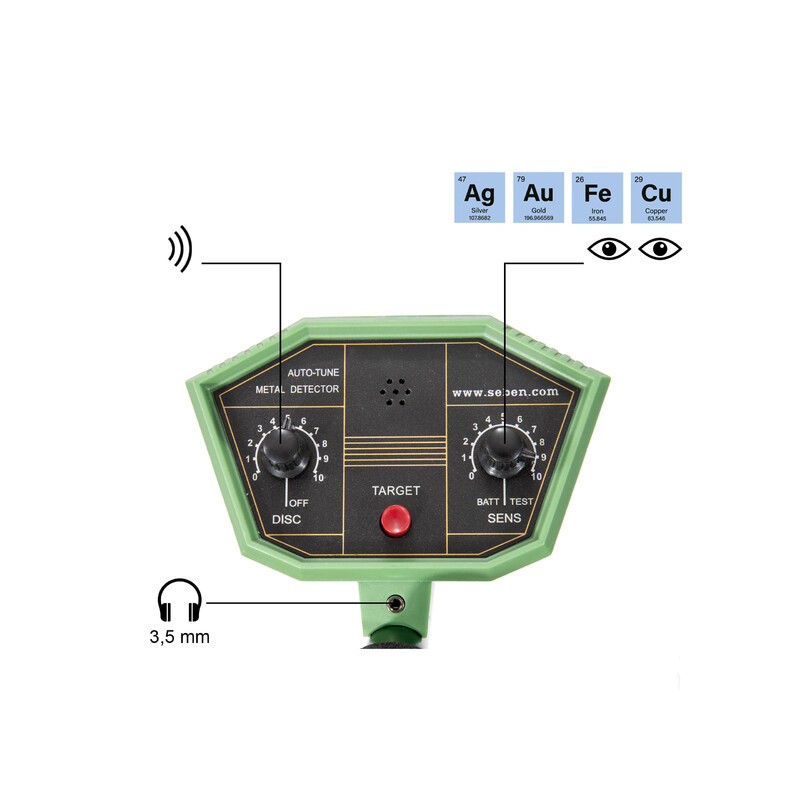 Seben Détecteur de métaux Deep Target Metal Detector Trésor Or Disque Étanche