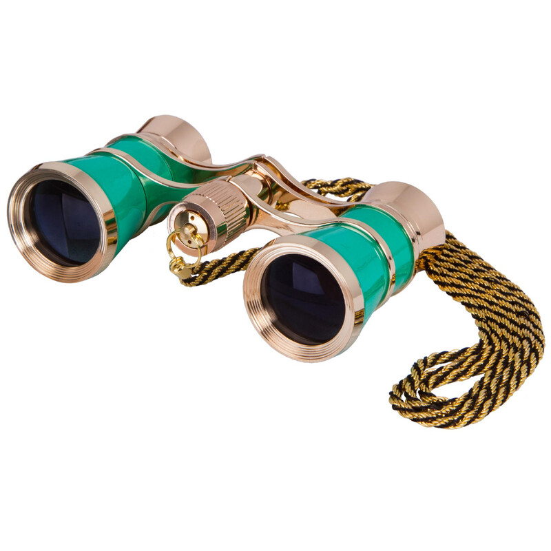 Jumelles de théâtre Levenhuk Broadway 3x25 vert avec chaîne et lampe LED