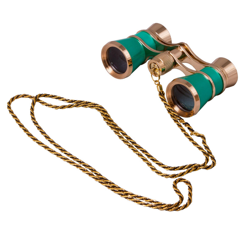 Jumelles de théâtre Levenhuk Broadway 3x25 vert avec chaîne et lampe LED