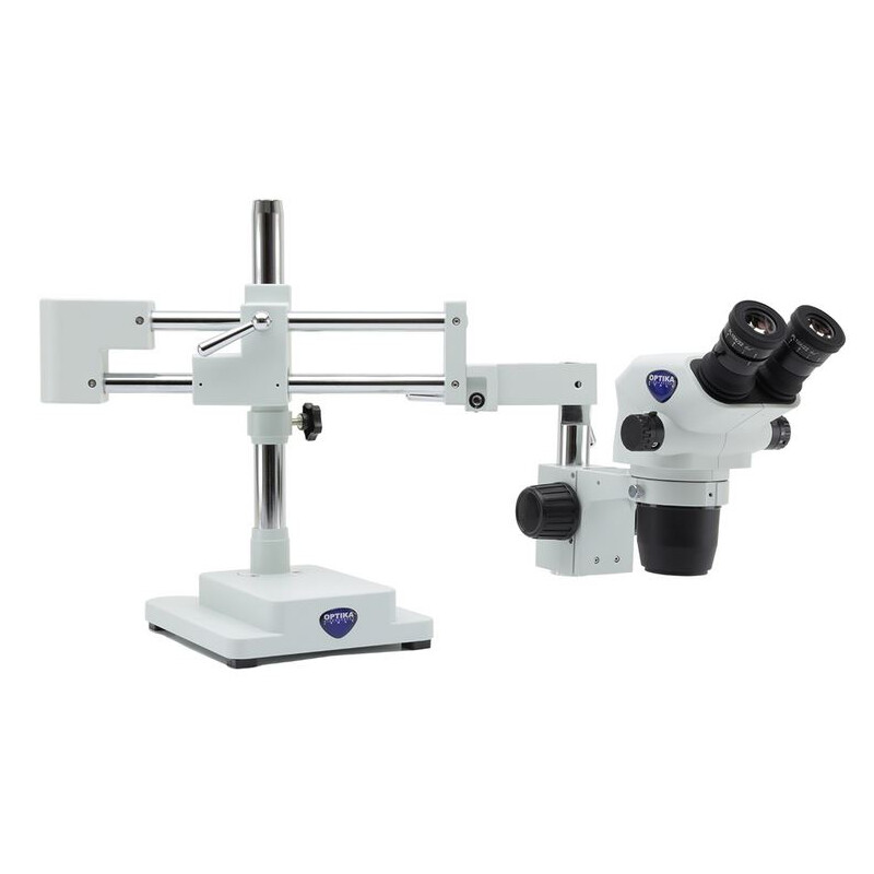 Microscope stéréo zoom Optika SZO-9, bino, 6.7-45x, en surplomb, 2 bras, sans Éclairage