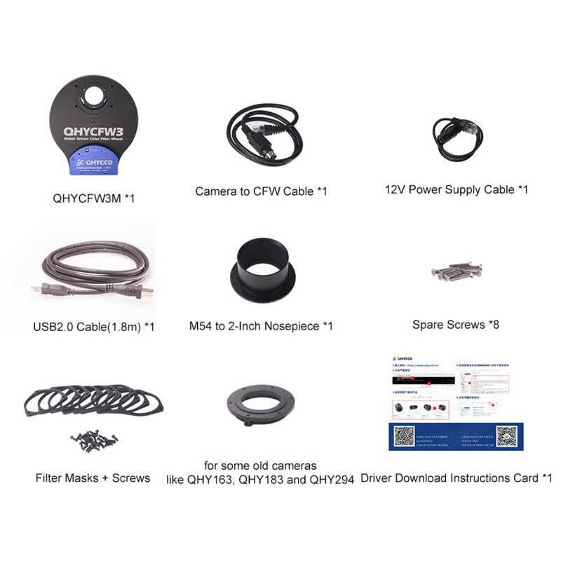 QHY Roue à filtres CFW3M-US 7x 36 mm