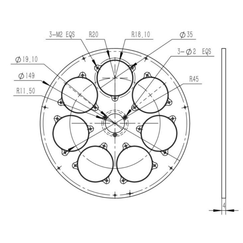QHY Roue à filtres CFW3M-US 7x 36 mm
