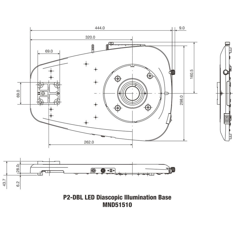 Statif à colonne Nikon P2-DBL LED Base plate pour lumière transmise