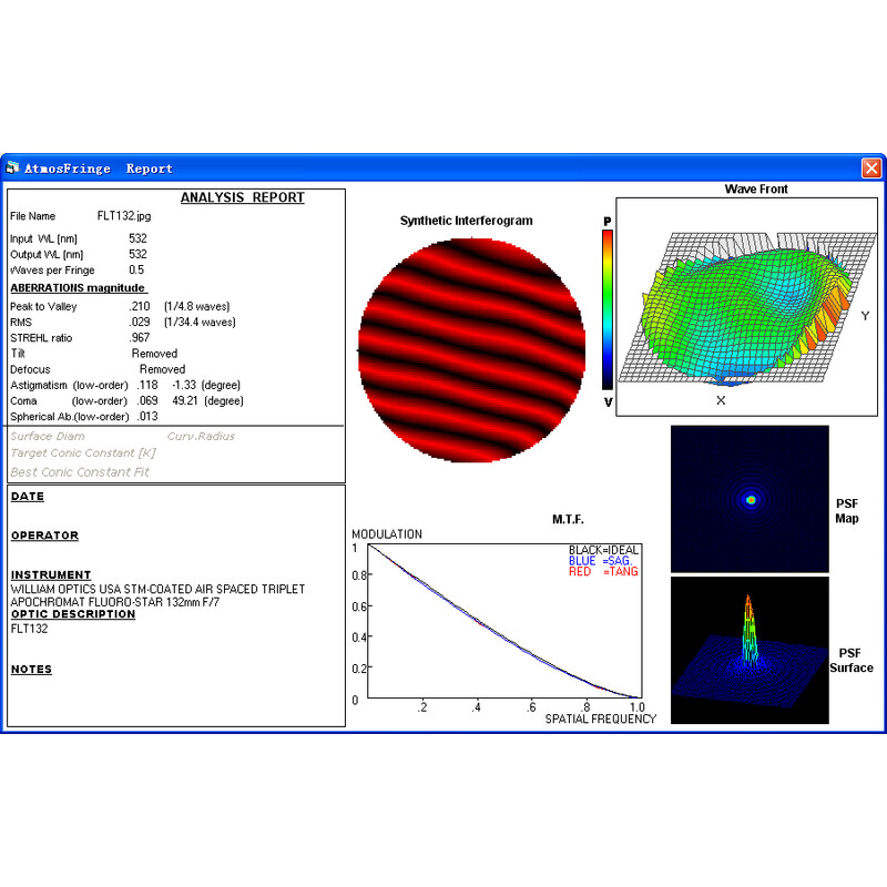 Lunette apochromatique William Optics AP 132/925 FluoroStar Red OTA