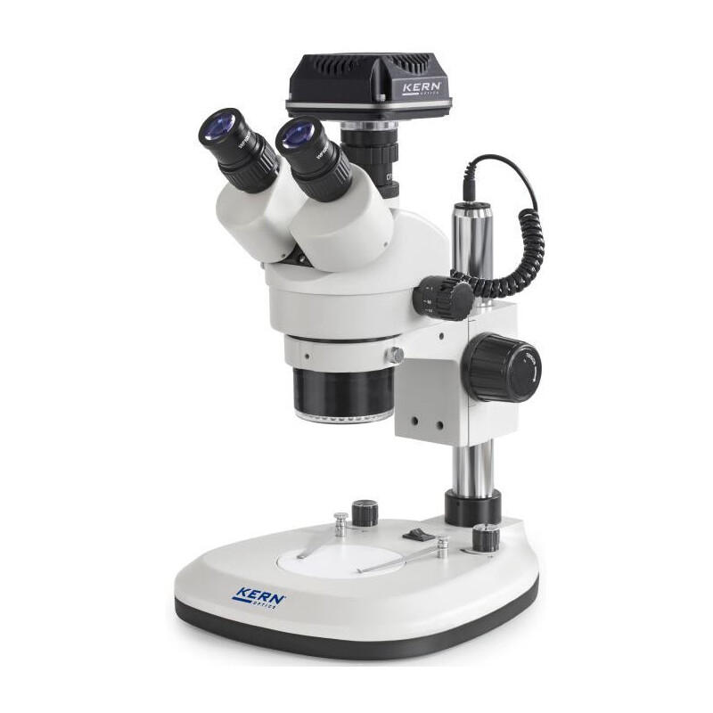 Microscope Kern OZL 466C825, Greenough, Säule, 7-45x, 10x/20, Auf-Durchlicht 3W LED, Ringl., Kamera 5MP, USB 2.0