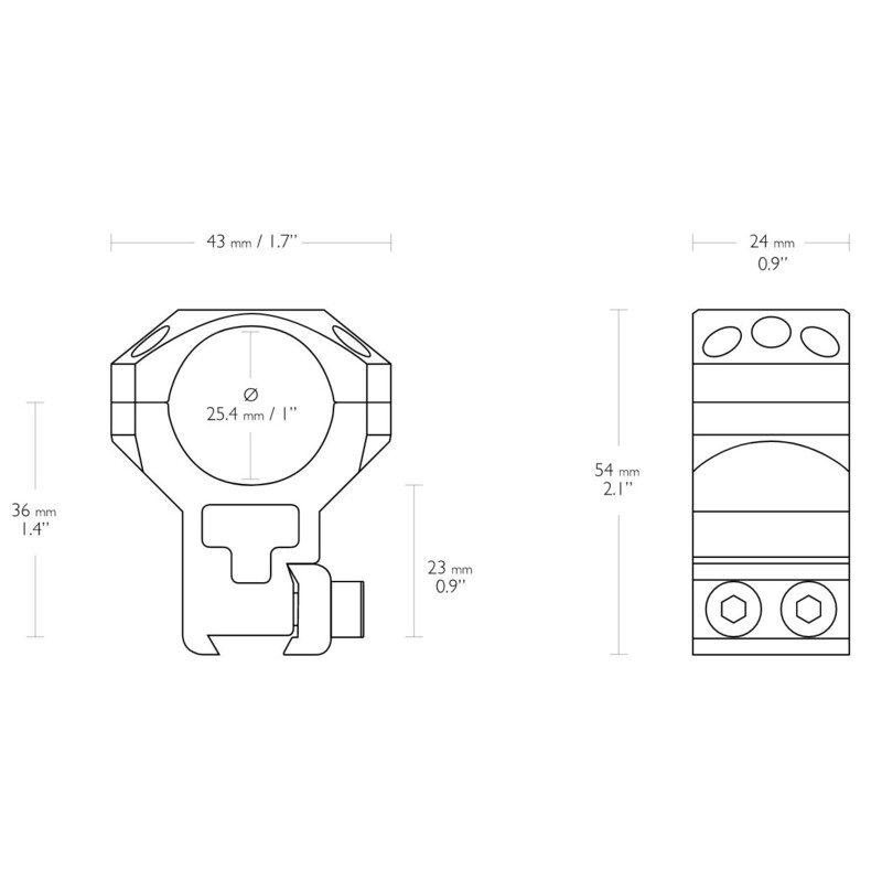 HAWKE Colliers de montage tactiques 9-11 mm, 1", extra-haut