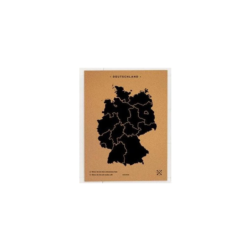 Carte géographique Miss Wood Woody Map Countries Deutschland Cork L black (60 x 45 cm)