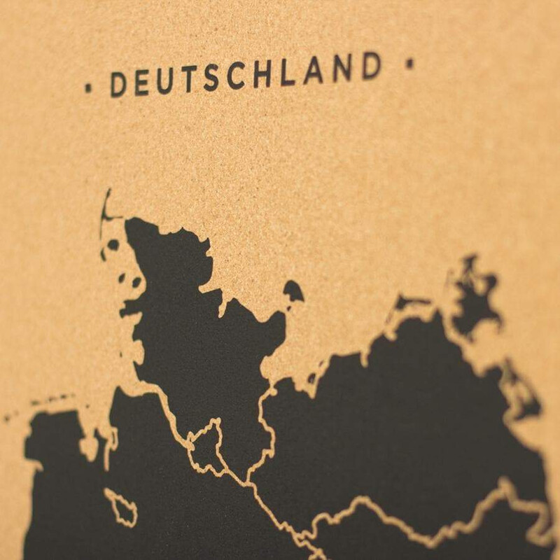 Carte géographique Miss Wood Woody Map Countries Deutschland Cork L black (60 x 45 cm)