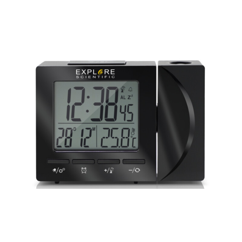 Station météo Explore Scientific Horloge radio à projection avec température intérieure