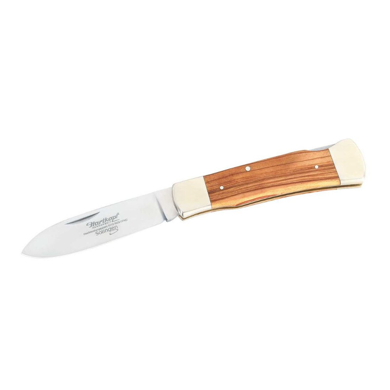 Couteaux Hartkopf-Solingen Couteau de poche, acier 1.4110, bois d'olivier, maillechort