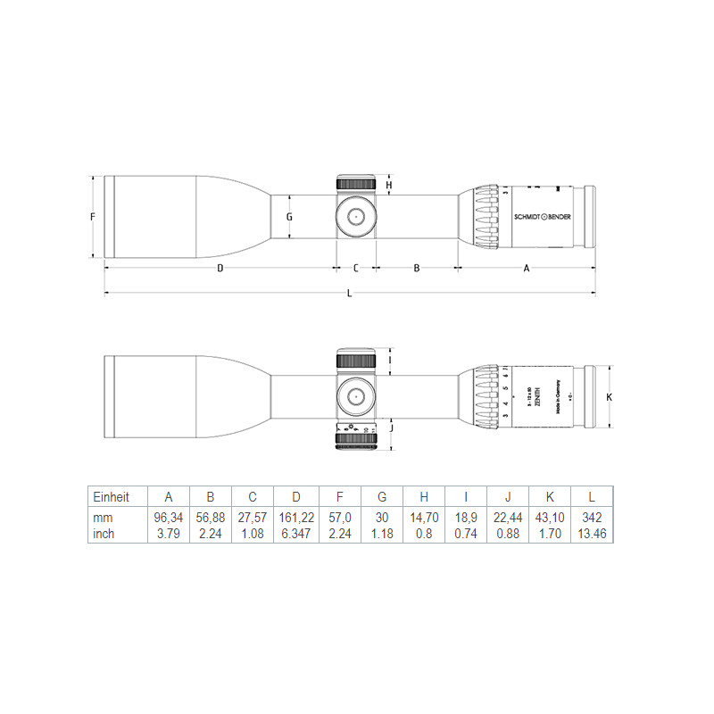 Lunette de tir Schmidt & Bender 3-12x50 Zenith Abs. FD7, 30mm, Sans rail // Without rail Posicon