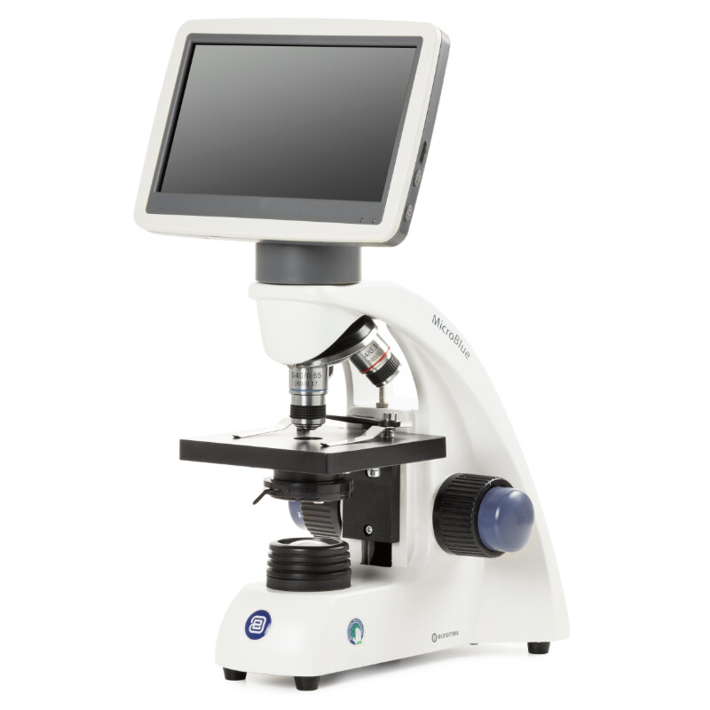 Microscope Euromex MicroBlue, MB.1051-LCD, 5.6 inch LCD Bildschirm, Achr. 4/10/S40x Objektive, DIN 35mm perf., 40x - 400x, LED, 1W, Kreuztisch
