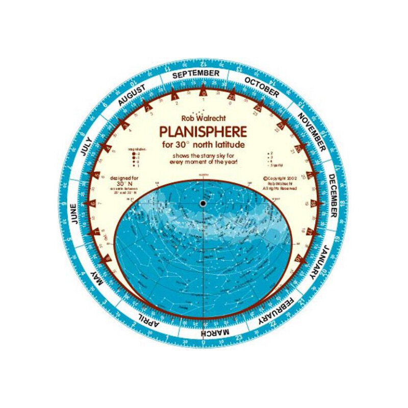 Carte du ciel Rob Walrecht Planisphere 30°N 25cm