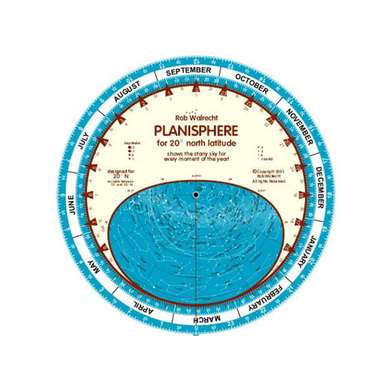 Carte du ciel Rob Walrecht Planisphère 20°N 25cm