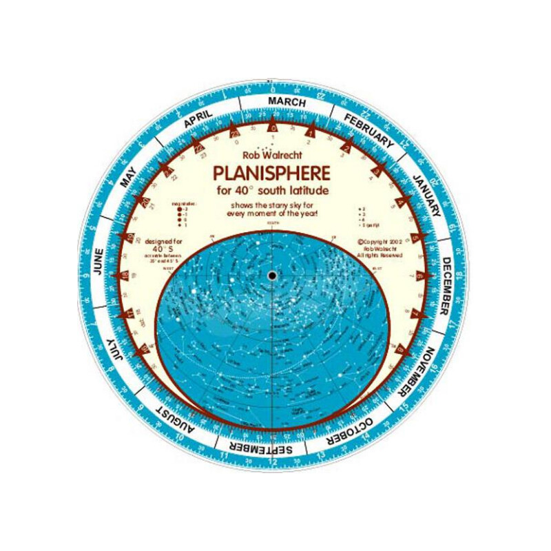 Carte du ciel Rob Walrecht Planisphere 40°S 25cm