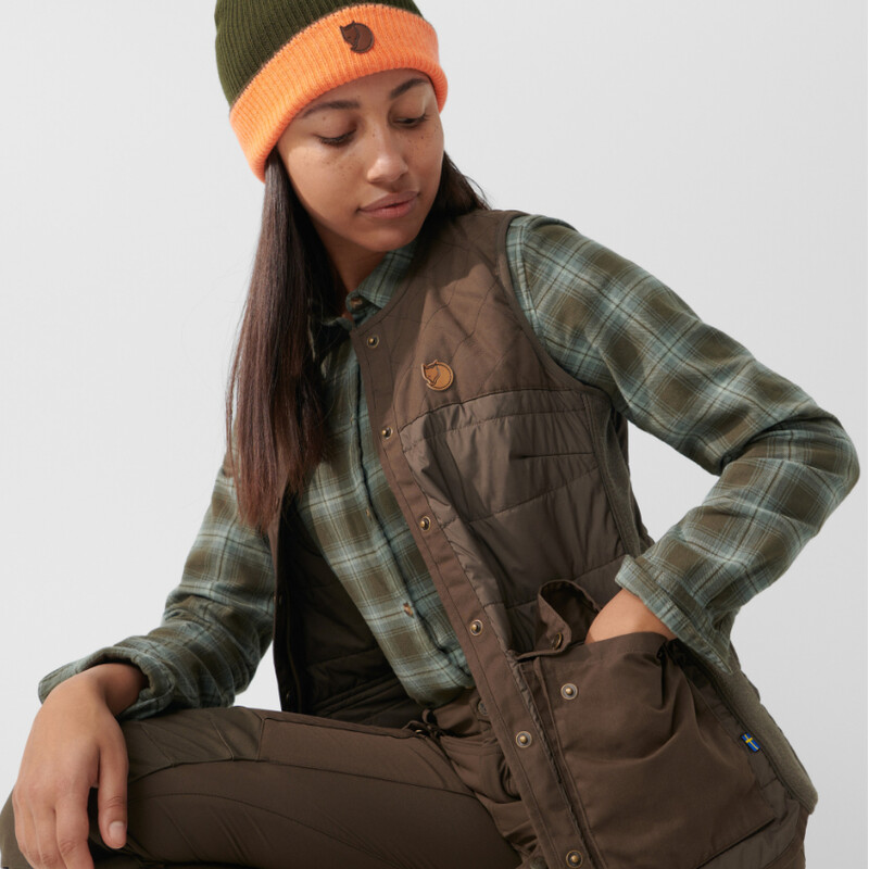 Fjällräven Gilet rembourré Forest Wool W, 633 Dark Olive, XS