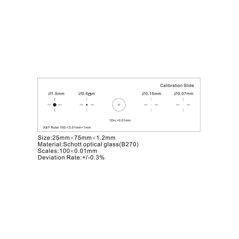 ToupTek Micromètre-objet, Grille (X&Y) 1mm/100 Div.x0.01mm