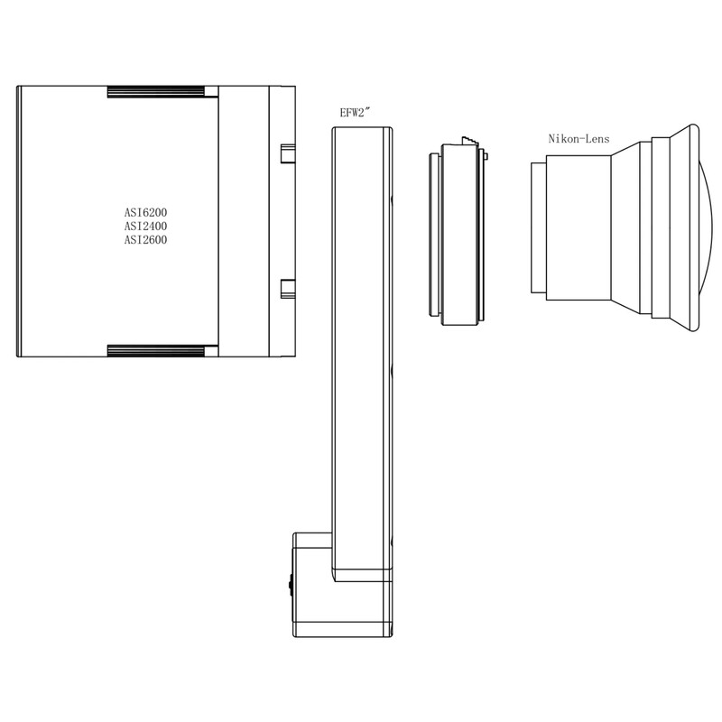 Adaptateurs pour objectifs photographiques ZWO Nikon / EFW2
