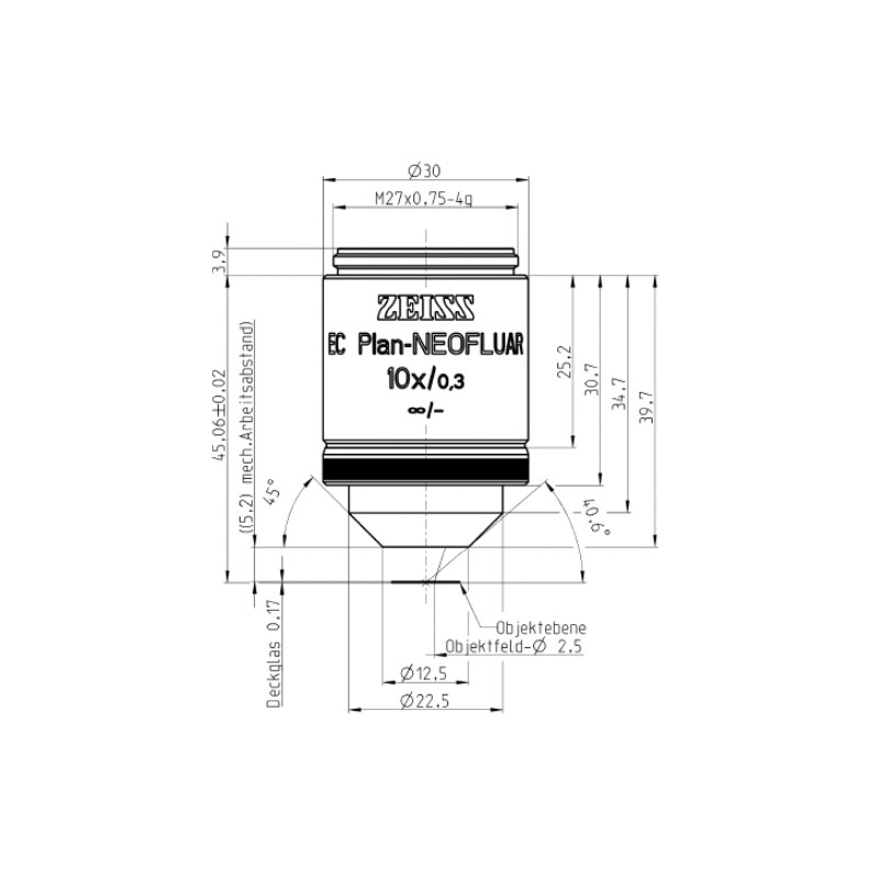 ZEISS Objectif EC Plan-Neofluar, 10x/0,3 wd=5,2mm