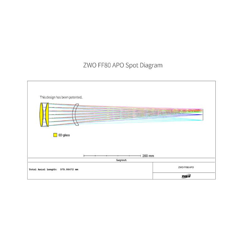 Lunette apochromatique ZWO FF80 AP 80/600 Quadruplet OTA