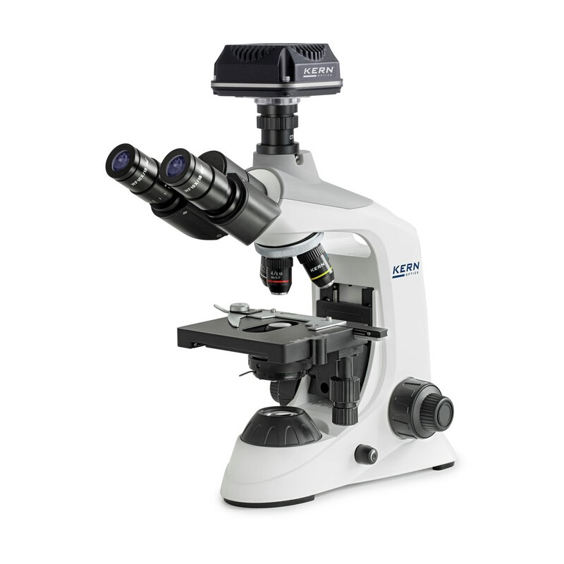 Kern Microscopes numériques, OBE 124C825, HF, numérique, 1,25 Condenseur d'Abbe, fixe, USB 2.0, 40-400x, Dl, 3W LED, DIN, 5,1 MP