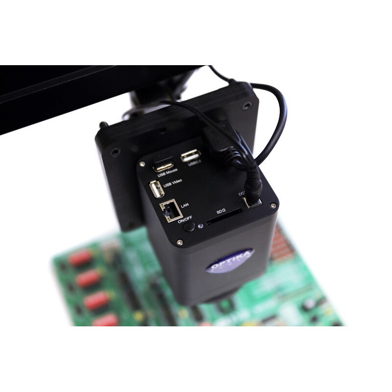Microscope Optika IS-4K3, zoom optique 1x-18x, autofocus, 8 MP, 4K Ultra HD, support pantographe, 15,6