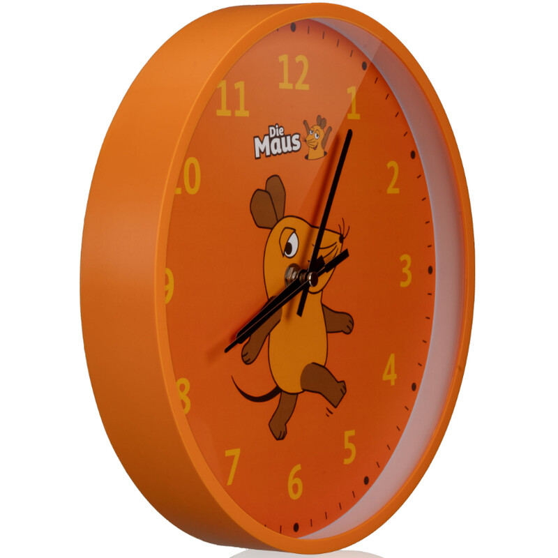 DieMaus Horloge murale pour enfants orange